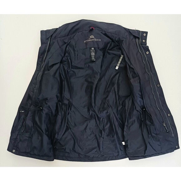 NWT Stormtech Blue Nylon Jacket Full Zip Pockets Foldaway Hood Cord Waist Sz L - Picture 2 of 10